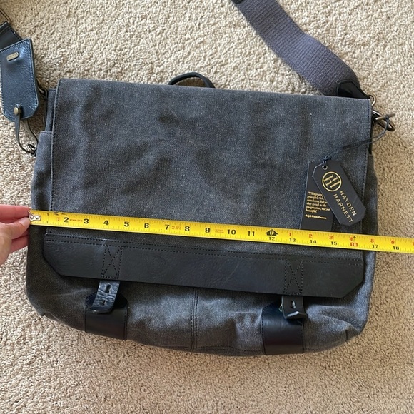 Hayden Harnett Smithy Messenger Bag Shoulder Laptop Travel Canvas Leather Office - Picture 13 of 14